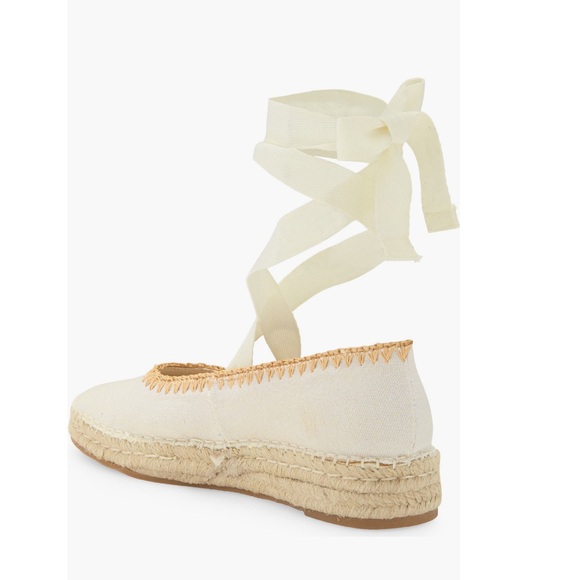 Dolce Vita Morgan Platform Flats Ivory Canvas Women’s 8 Wraparound Ankle Strap - Picture 9 of 14